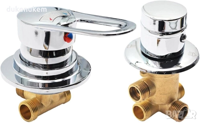 3-пътен месингов смесител за душ – с керамичен клапан, хром, снимка 3 - Смесители - 52694753