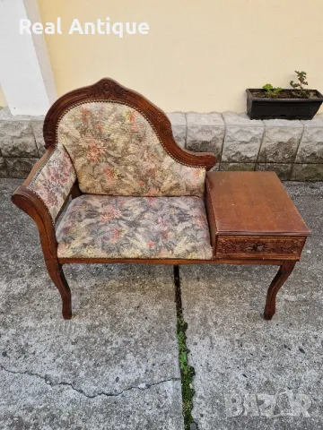 Прекрасна антикварна френска барокова салонна пейка , снимка 2 - Антикварни и старинни предмети - 50245117