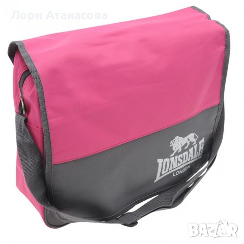 Ултрамодна дамска чанта " Lonsdale "в сиво и розово,внос - има голямо основно отделение и 2 джоба с 