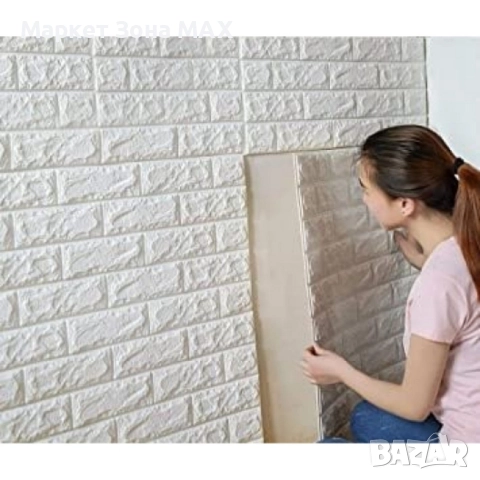 Декоративен Бял 3D тухлен тапет за стени от PE пяна 77х70 см., снимка 4 - Декорация за дома - 52904283