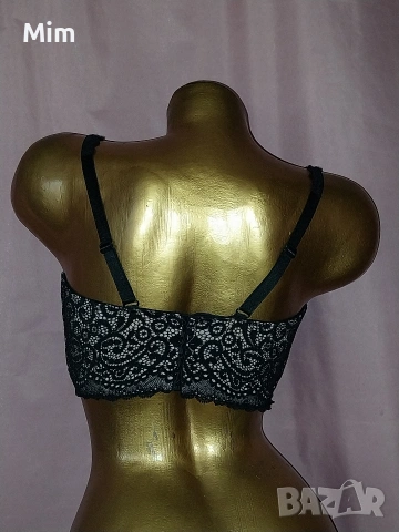 Prima Donna 75 F Черен дантелен сутиен с бежава подплата , снимка 4 - Бельо - 53398602