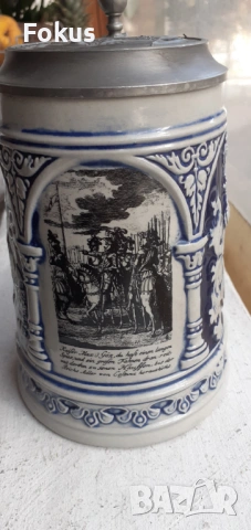 Колекционерска немска халба за бира с капак маркирана, снимка 2 - Антикварни и старинни предмети - 53335991