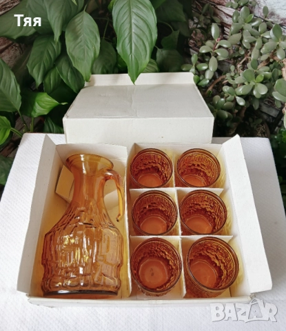 Нов сервиз кана и чаши в цвят кехлибар , снимка 3 - Сервизи - 51871941