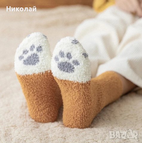 Чорапи котешка лапа , дебели чорапи котка, снимка 2 - Дамски чорапи - 43412837