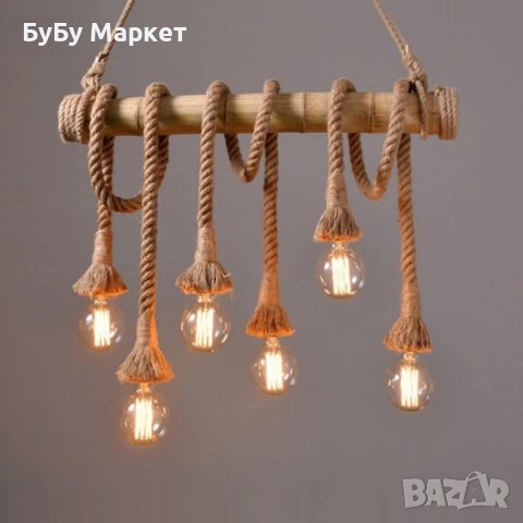 Бамбукова електрическа висяща лампа, креативна декорация.