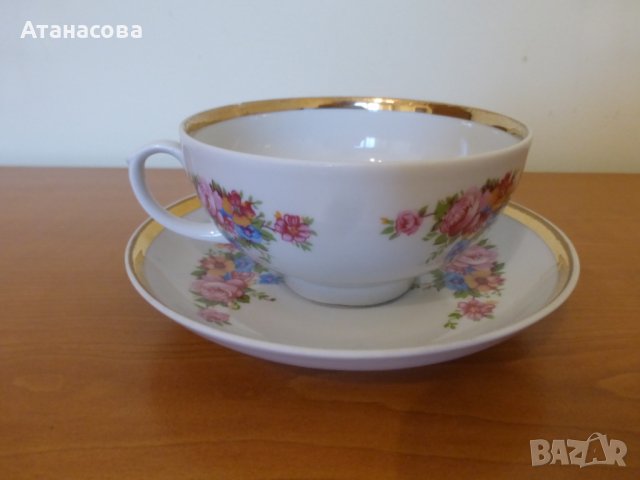 Руски порцеланов сервиз за кафе/чай за двама Дулево 1990 г, снимка 10 - Сервизи - 43563785