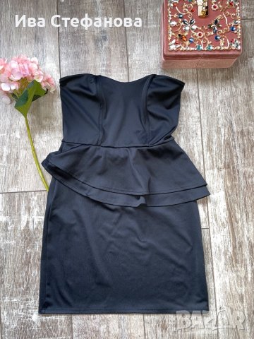 Страхотна пеплум черна еластична официална вечерна къса коктейлна рокля , снимка 13 - Рокли - 35788836
