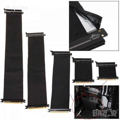 Kабел за вертикален монтаж за видео карта Universal GPU Extender Riser Cable 250mm PCI, снимка 2 - Кабели и адаптери - 32567363