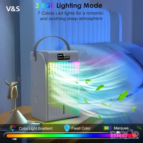 Преносим климатик Guong, изпарителен въздушен охладител 4 в 1, вентилатор за охлаждане на въздуха и , снимка 5 - Климатици - 48801290