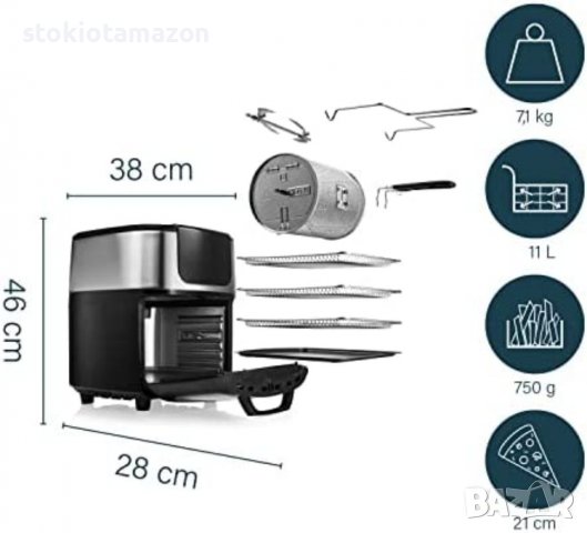 Princess 182075 Aerofryer Oven DeLuxe на горещ въздух, снимка 6 - Фритюрници - 38132582