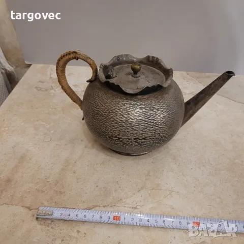 рядък ръчно изработен посребрен чайник, снимка 7 - Антикварни и старинни предмети - 48647662