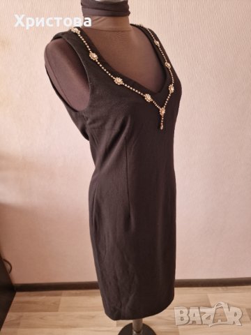 Официална черна рокля с деколте от камъни тип колие - 27,00лв., снимка 4 - Рокли - 43343191