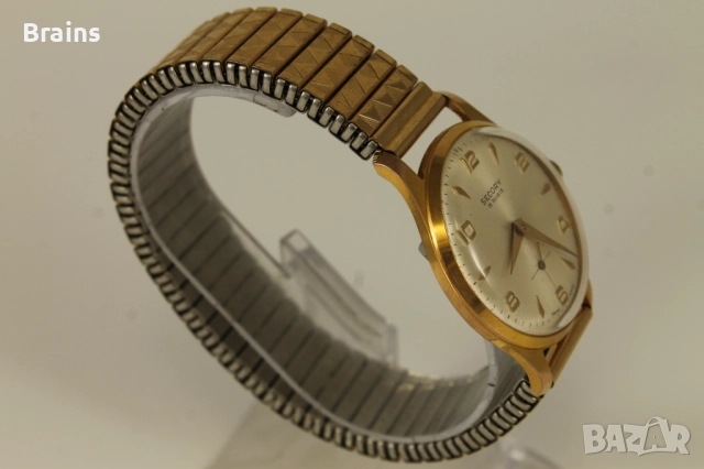 1960's SECORY Позлатен Швейцарски Ръчен Часовник, снимка 6 - Мъжки - 52380186
