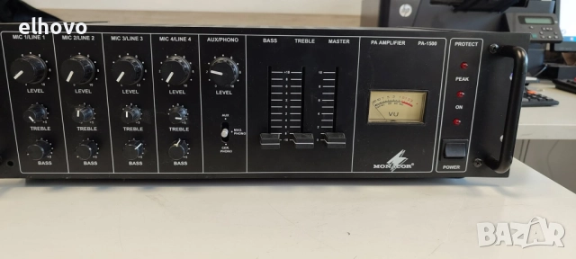 Усилвател Monacor PA-1500, снимка 8 - Ресийвъри, усилватели, смесителни пултове - 52139628