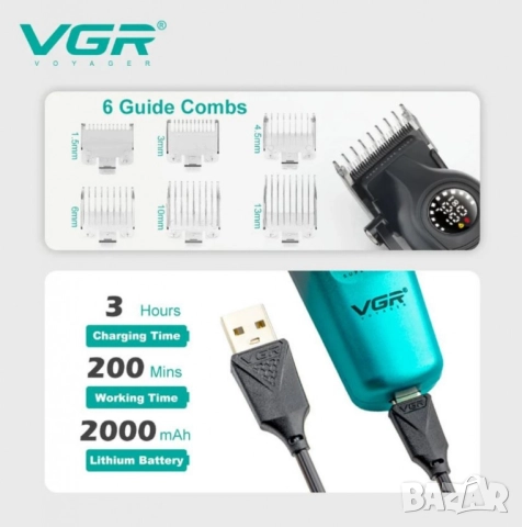 Професионална машинка за подстригване VGR V-196 – Прецизност, удобство и стил в едно устройство, снимка 2 - Тримери - 52125799