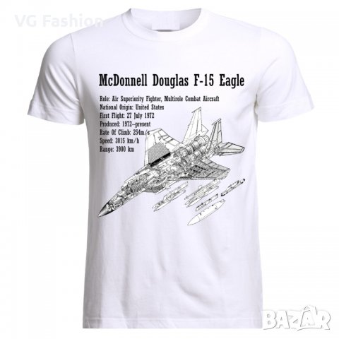 Мъжка Тениска F-15 Eagle Air Fighter Aircraft Jet Luftkampf Flugzeug Blueprint, снимка 1 - Тениски - 28311524