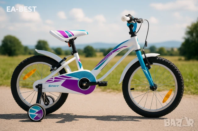 🚲✨ Нов детски велосипед ALICE 18- Бяло с виолетово и тюркоаз ✨🚲, снимка 1
