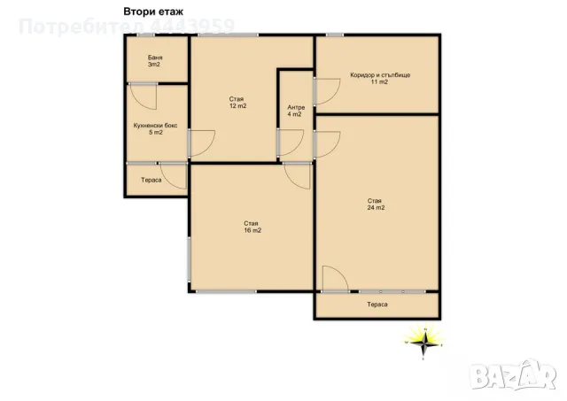 Голяма тухлена двуетажна къща с приземен, тавански етаж и двор в гр. Харманли, снимка 3 - Къщи - 49884994
