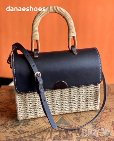 Чанти през рамо от ратан и кожа, снимка 2 - Чанти - 50625226
