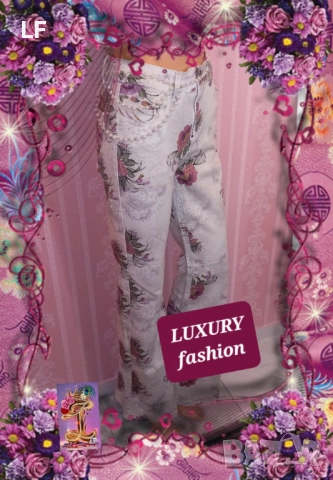 Дамски дънки с цветя, снимка 2 - Дънки - 52477451