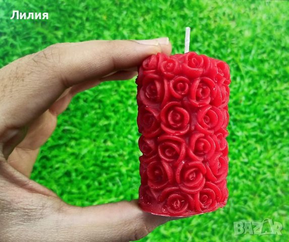 Красива червена свещ - роза, снимка 3 - Други - 39617379