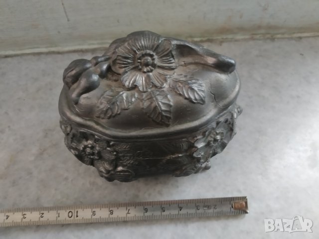 стара метала кутия за бижута арт деко, снимка 3 - Други ценни предмети - 37651409