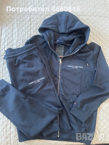 НОВ Тъмносин мъжки екип Tommy Hilfiger XXL – 100% памук НАМЕЛЕНА цена