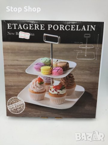 Порцеланова етажерка поднос за сладки , снимка 4 - Прибори за хранене, готвене и сервиране - 43986499