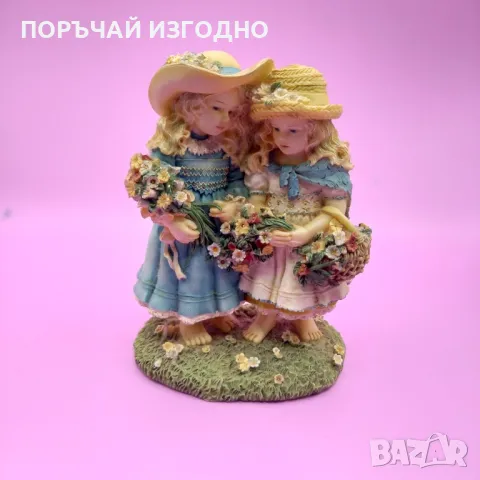 Невероятна статуетка "The flower gatherers" by Leonardo Collecton, снимка 2 - Статуетки - 48181649