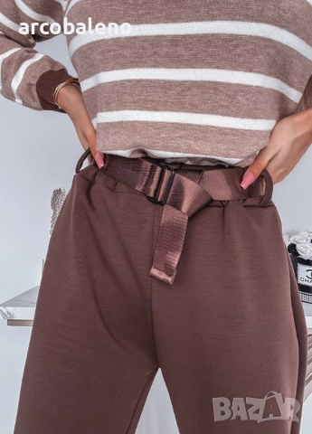 Дамски шоколадов панталон с колан, снимка 9 - Панталони - 52417033