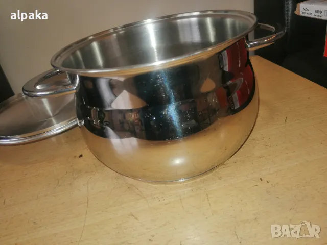 Италианска 5-литрова тенджера алпака, двойно дъно, снимка 4 - Съдове за готвене - 50315247