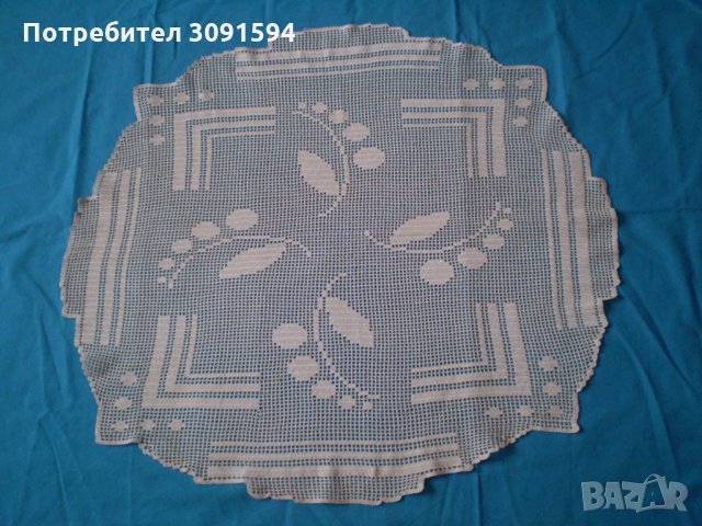 Ретро плетена на една кука покривка за маса цвят екрю, снимка 7 - Антикварни и старинни предмети - 34984964