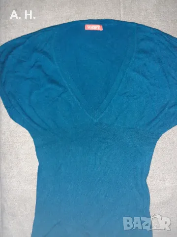 Синя блуза с къс ръкав/ елече, снимка 1