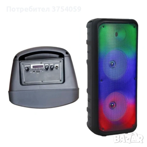 Безжична RGB тонколона – 2×8″ говорителя, Bluetooth, 1200 W, батерия 3000 mAh, снимка 7 - Тонколони - 53192955