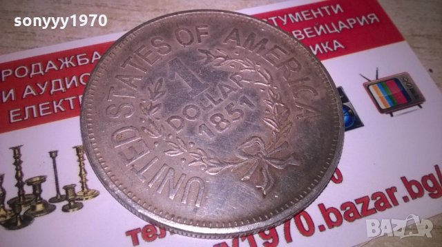 dollar 1851 ретро колекция-с индианец, снимка 2 - Колекции - 27489615