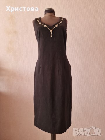 Официална черна рокля с деколте от камъни тип колие - 27,00лв., снимка 3 - Рокли - 43343191
