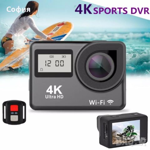 Водоустойчива спортна екшън камера 4K Ultra HD, снимка 4 - Камери - 43090223