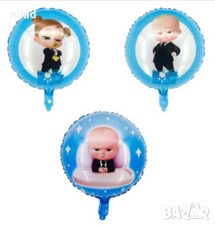Бебе Бос Boss Baby born leader кръгъл фолио фолиев балон хелий и въздух парти рожден ден, снимка 3 - Други - 28159979