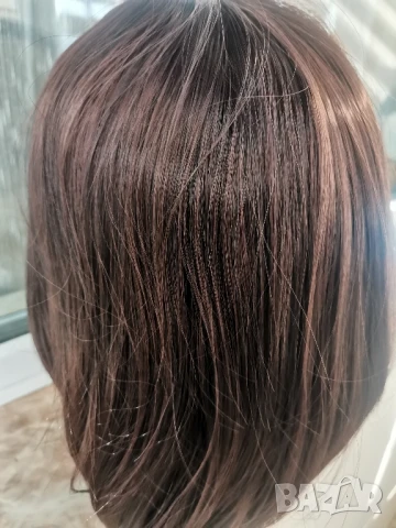 Нова тъмно кестенява перука 35 см Боб стил без бретон - мод.22, снимка 8 - Аксесоари за коса - 13441820