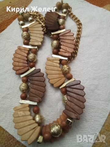 Огърлица с дървени и метални мъниста 52835, снимка 4 - Колекции - 52867703