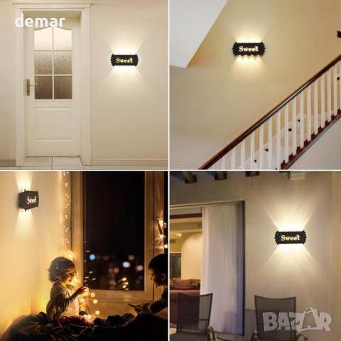 Черен модерен LED стенен аплик "Sweet", 10W, снимка 6 - Лед осветление - 43136215