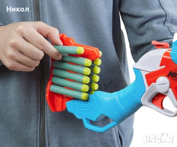 NERF DinoSquad Tricera бластер, 3-стрелковидна чупеща се цев, 12 Nerf стрелички, държач за стрели, снимка 4 - Други - 53028967