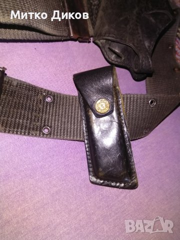 Широк колан 140смх55мм промазан плат военен ловен с кобур и калъвче пълнител-нож естестевна кожа, снимка 2 - Оборудване и аксесоари за оръжия - 38618731