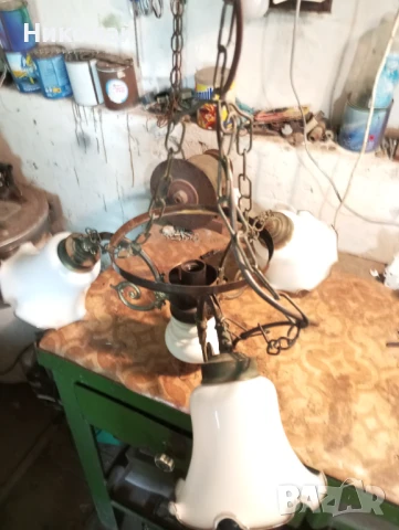 Старинен бронзов полилей с оригинални стъкла, снимка 15 - Антикварни и старинни предмети - 50503908