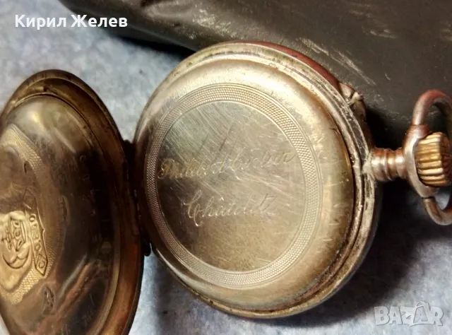 Philibert Carlier Chatelet Стар ШВЕЙЦАРСКИ СРЕБЪРЕН ДЖОБЕН ЧАСОВНИК СРЕБРО 800 с ПОЗЛАТА РЯДЪК 48405, снимка 4 - Антикварни и старинни предмети - 48074074