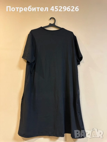 Черна рокля с кожен елемент , снимка 3 - Рокли - 53236438