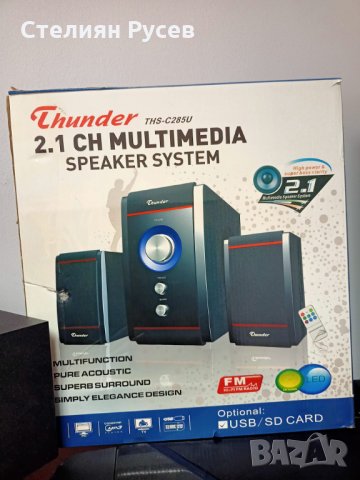 thunder 2.1 ths c285u  Тонколони - цена 55лв 25W (15W + 2x5W), USB, SD Card, дистанционно -състояние, снимка 2 - Тонколони - 35337379