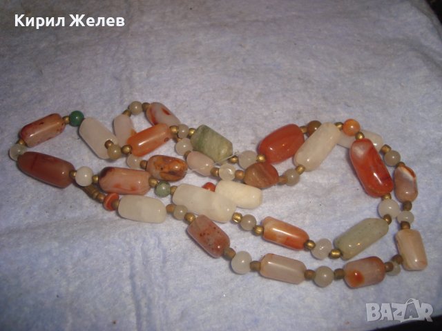 СТАРО СКЪПОЦЕННО КОЛИЕ ОГЪРЛИЦА - МЛЕЧЕН КВАРЦ КАРНЕОЛ НЕФРИТ АХАТ РЪЧНА ИЗРАБОТКА 27946, снимка 7 - Антикварни и старинни предмети - 37096740