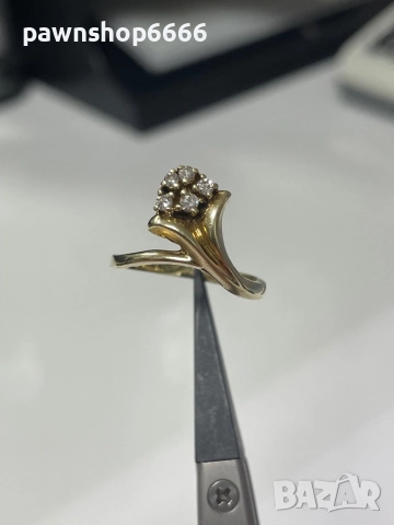 Златен пръстен 14 карата с брилянти 0,12 tcw, снимка 11 - Пръстени - 52202121