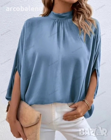 Модна дамска риза с плътен цвят, 3цвята , снимка 4 - Ризи - 40867487